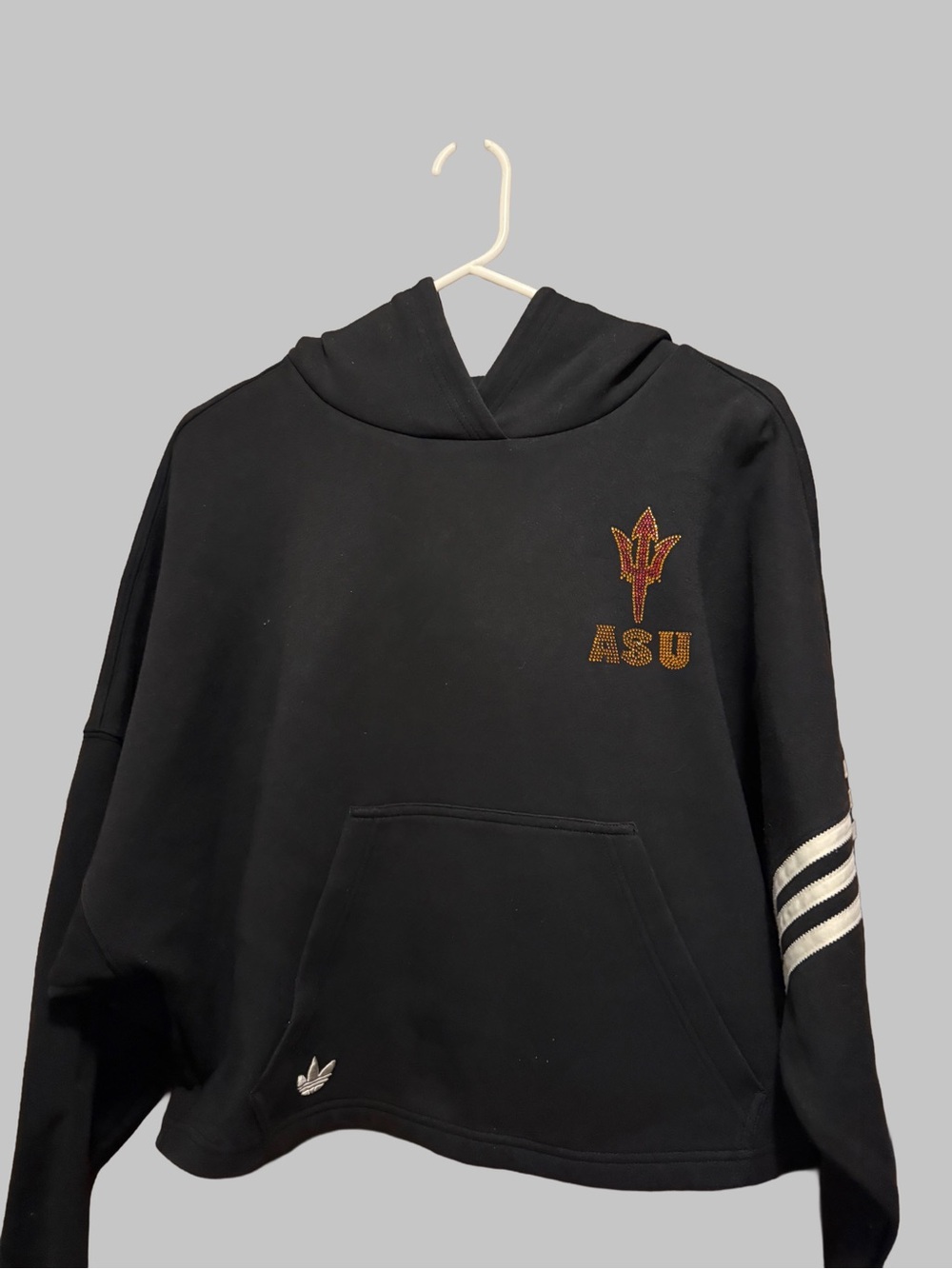 ASU Embroidered Black Hoodie Sweatshirt by Adidas